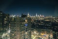 View from Alphabet City to Midtown Manhattan in NYC at night. Skyline of East side of Manhattan Royalty Free Stock Photo