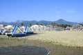 View on the Alpi Apuane from the beach of Versilia Mediterranea