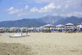 View on the Alpi Apuane from the beach of Versilia Mediterranea