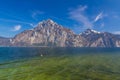 View of the alpine lake in Traunkirchen with Traunstein mountain, Austria, Europe