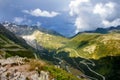 View on Alpine landscape with curved road Royalty Free Stock Photo