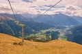 view of alpine mountain valley, Bellwald, Valais, Switzerland Royalty Free Stock Photo