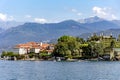 View of the Alps and Lake Maggiore and the Italian Isola Bella - Royalty Free Stock Photo