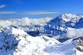 View of Alps from Schilthorn. Bernese Alps of Switzerland, Europe.