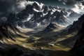 A view of the Alps\' stunning, somber