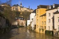 Alzette River and Grund Quarter in Luxembourg City Royalty Free Stock Photo