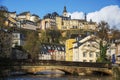 Alzette River and Grund Quarter in Luxembourg City Royalty Free Stock Photo