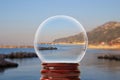 View of the Amalfi Coast in Salerno in glass transparent ball