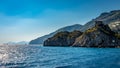 View at the Amalfi Coast seen from Mediterranean Sea, near Positano, Italy