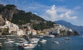View of Amalfi harbor in Campania, Italy
