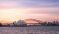 View of amazing beautiful burning red sunset sky above the Opera