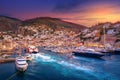 View of the amazing Hydra island, Greece. Royalty Free Stock Photo