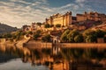 View of Amber Fort in Jaipur, Rajasthan, India, Amber Fort and Maota Lake, Jaipur, Rajasthan, India, AI Generated Royalty Free Stock Photo