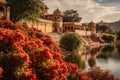 View of Amber Fort in Jaipur, Rajasthan, India, Garden on Maota Lake, Amber Fort, Jaipur, India, AI Generated Royalty Free Stock Photo