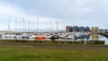 A view of Amble Marina, Amble, Northumberland, UK, from The Braid Royalty Free Stock Photo