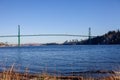 View from the Ambleside Dog Beach under the Lionsgate Bridge in West Vancouver Royalty Free Stock Photo