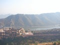 View of Amer Palace & Maotha Lake from Jaigarh Fort, Jaipur, Rajasthan, India Royalty Free Stock Photo