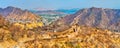 View of Amer town with the Fort. A major tourist attraction in Jaipur - Rajasthan, India Royalty Free Stock Photo