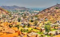 View of Amer town with the Fort. A major tourist attraction in Jaipur - Rajasthan, India Royalty Free Stock Photo