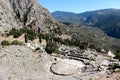 The view on amphitheater, in the archaeological site of Delphi, Greece Royalty Free Stock Photo