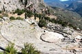 The view on amphitheater, in the archaeological site of Delphi, Greece Royalty Free Stock Photo