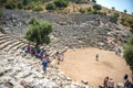 View of amphitheater ruins in Kaunos ancient city (Turkey)