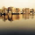 View of the Amstel canal in Amsterdam, the Netherlands