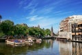 View on Amstel river in amsterdam. Royalty Free Stock Photo