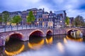 View of Amterdam Cityscape with One of Its Canals. Royalty Free Stock Photo