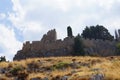 View of the ancient Acropolis of Lindos in August. Rhodes Island, Dodecanese, Greece Royalty Free Stock Photo