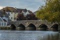 A view of the ancient bridge at Fordingbridge, UK at dusk Royalty Free Stock Photo