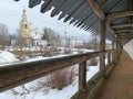 View of ancient churches of the Spaso-Prilutsky monastery in Vologda from the fortress wall. Russia Royalty Free Stock Photo