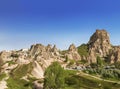 The view of the ancient city and fortress Uchisar, Cappadocia, Royalty Free Stock Photo