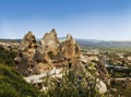 The view of the ancient city and fortress Uchisar, Cappadocia Royalty Free Stock Photo