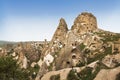The view of the ancient city and fortress Uchisar, Cappadocia Royalty Free Stock Photo
