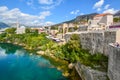 A view of the ancient city of Mostar, Bosnia and the River Neretva