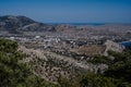 View of the ancient city of Sudak and the Genoese fortress on the Black Sea coast in Crimea Royalty Free Stock Photo