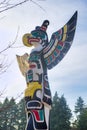 Ancient colorful Totem Pole in Duncan, British Columbia, Canada. Royalty Free Stock Photo
