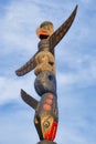 Ancient colorful Totem Pole in Duncan, British Columbia, Canada. Royalty Free Stock Photo