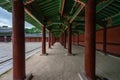 The view of the ancient corridor at Changdeokgung Palace in Seoul, South Korea Royalty Free Stock Photo