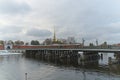 St. Petersburg, Russia, October 28, 2023. Old wooden bridge near the Peter and Paul Fortress. Royalty Free Stock Photo