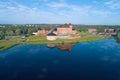 A view of the ancient fortress of Hameenlinna sity on the shore of Vanajavesi lake. Finland