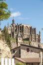 View of an ancient French village with the abbey of Siant Antoine Royalty Free Stock Photo