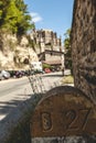 View of an ancient French village with the abbey of Siant Antoine Royalty Free Stock Photo