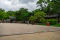 The view of the ancient gate or hall at Changdeokgung Palace in Seoul, South Korea Royalty Free Stock Photo