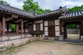 The view of the ancient gate or hall at Changdeokgung Palace in Seoul, South Korea Royalty Free Stock Photo