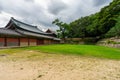 The view of the ancient gate or hall at Changdeokgung Palace in Seoul, South Korea Royalty Free Stock Photo