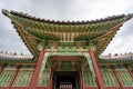 The view of the ancient gate or hall at Changdeokgung Palace in Seoul, South Korea Royalty Free Stock Photo