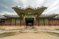 The view of the ancient gate or hall at Changdeokgung Palace in Seoul, South Korea Royalty Free Stock Photo