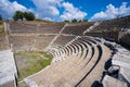 View of the ancient Greek amphitheater in Bergama Asklepion Archaeological Site. Royalty Free Stock Photo